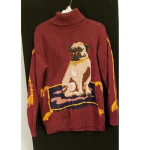 Maroon knitted turtleneck ugly Christmas sweater